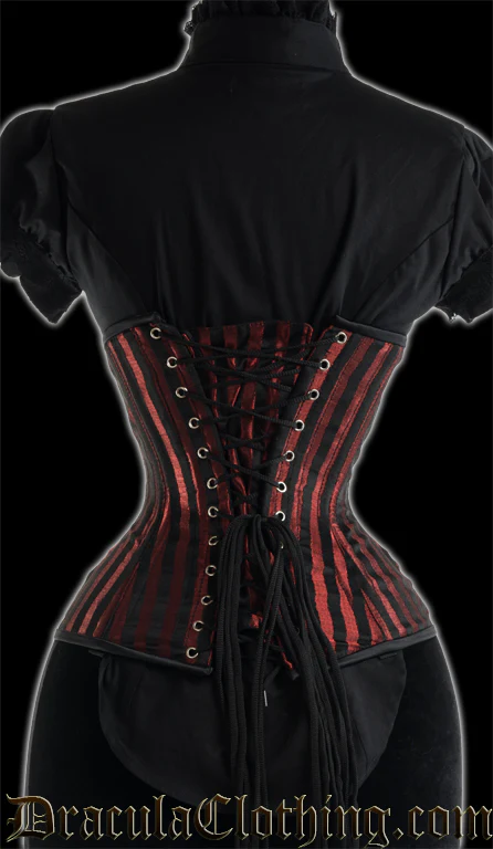 Red Striped Extreme Waist Clasp Corset - Image 2