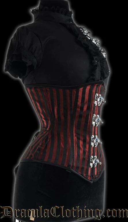 Red Striped Extreme Waist Clasp Corset - Image 3