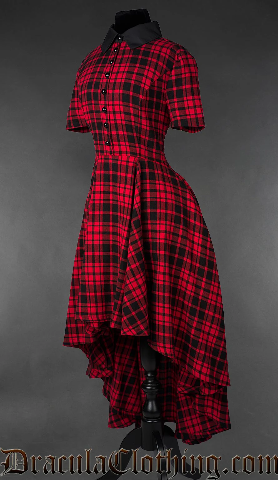 Red Tartan High Low Dress - Image 6