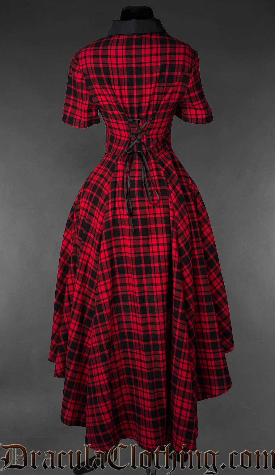 Red Tartan High Low Dress - Image 7