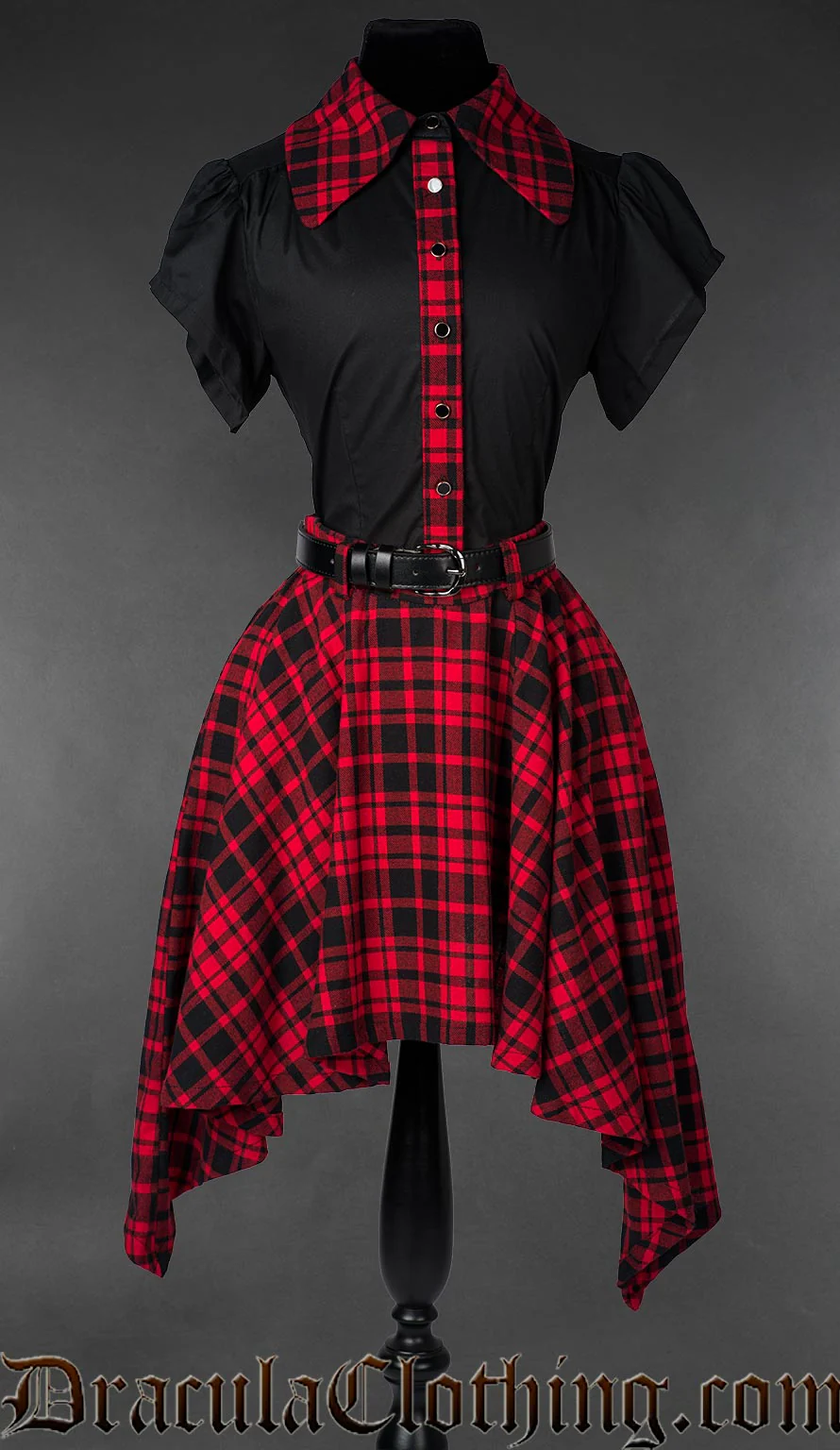 Red Tartan High Low Skirt - Image 3