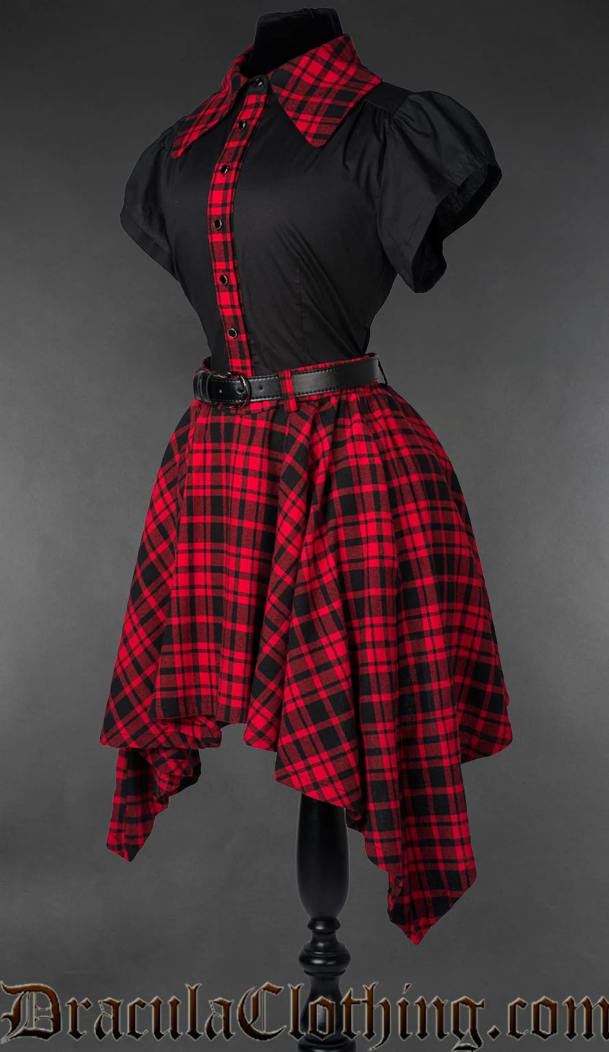Red Tartan High Low Skirt - Image 5