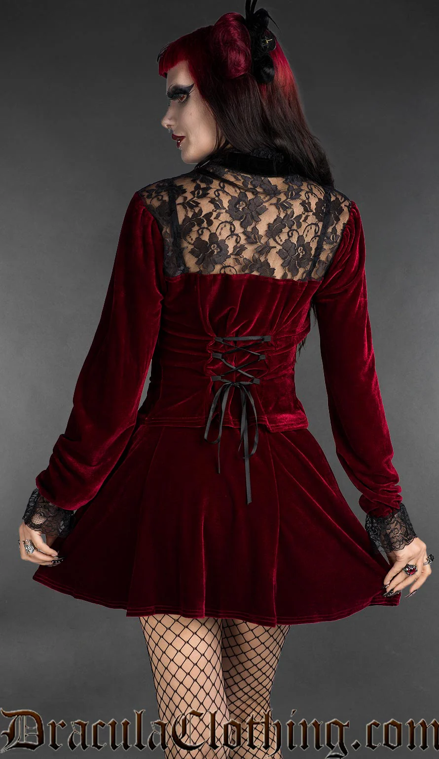 Red Velvet Lace Blouse - Image 2