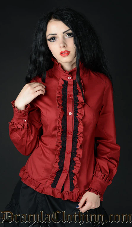 Red Victorian Blouse - Image 3