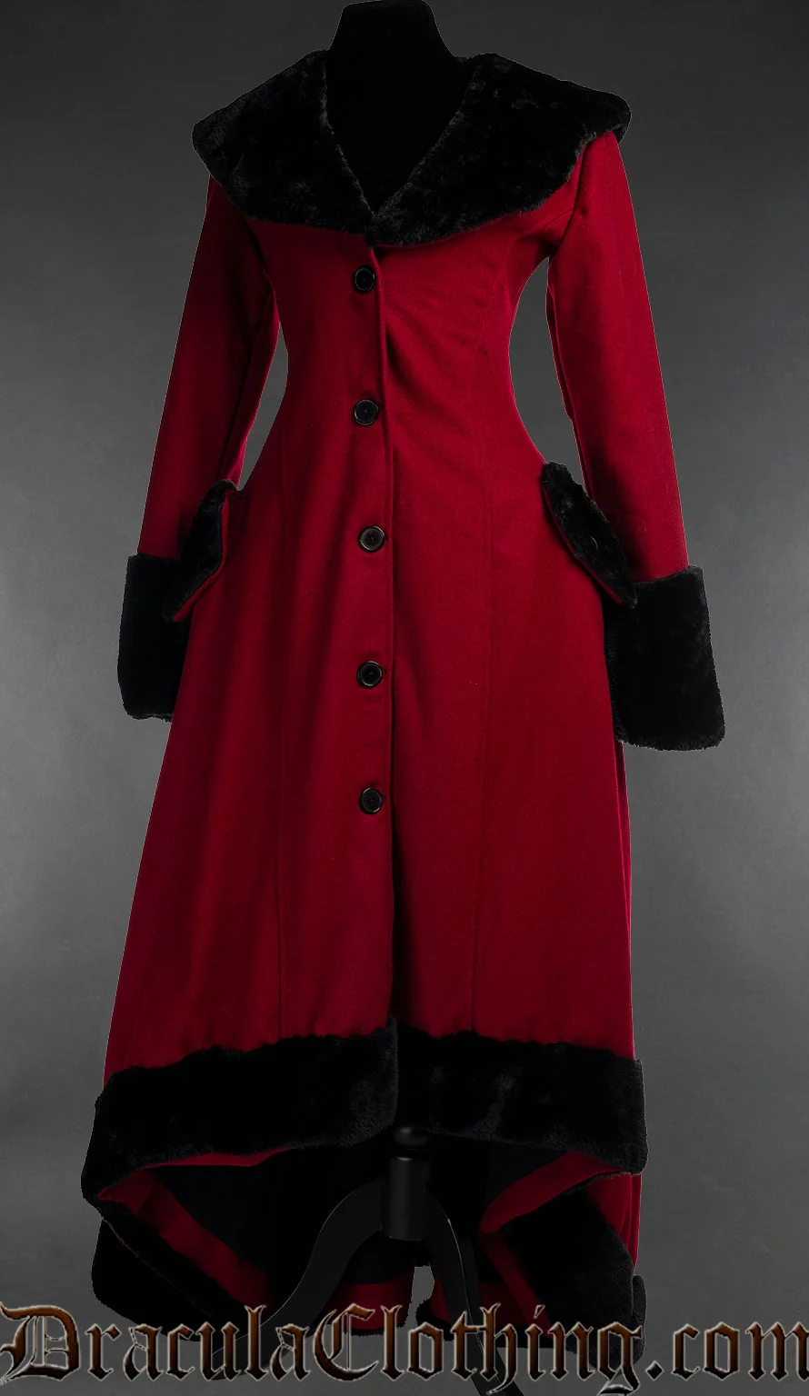 Red Wool Pocket Winter Coat - Image 3