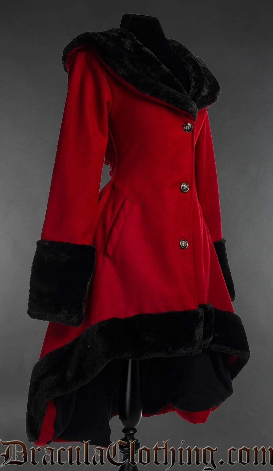 Red Wool Princess Coat - Image 2