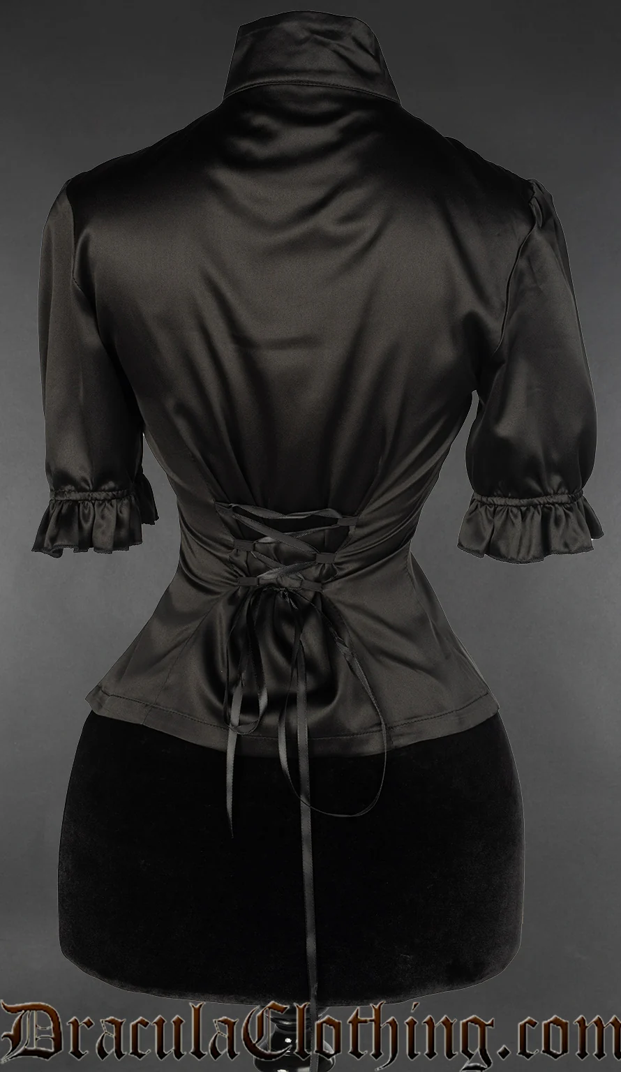 Short Sleeved Satin Keyhole Blouse - Image 2