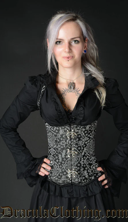 Silver Jacquard Shoulder Clasp Corset