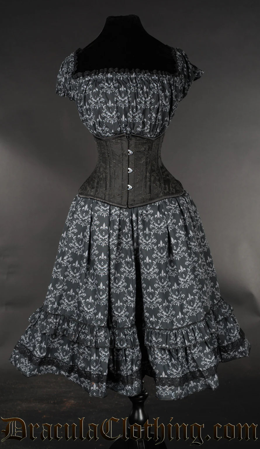 Skull Brocade Gothabilly Dress - Image 3