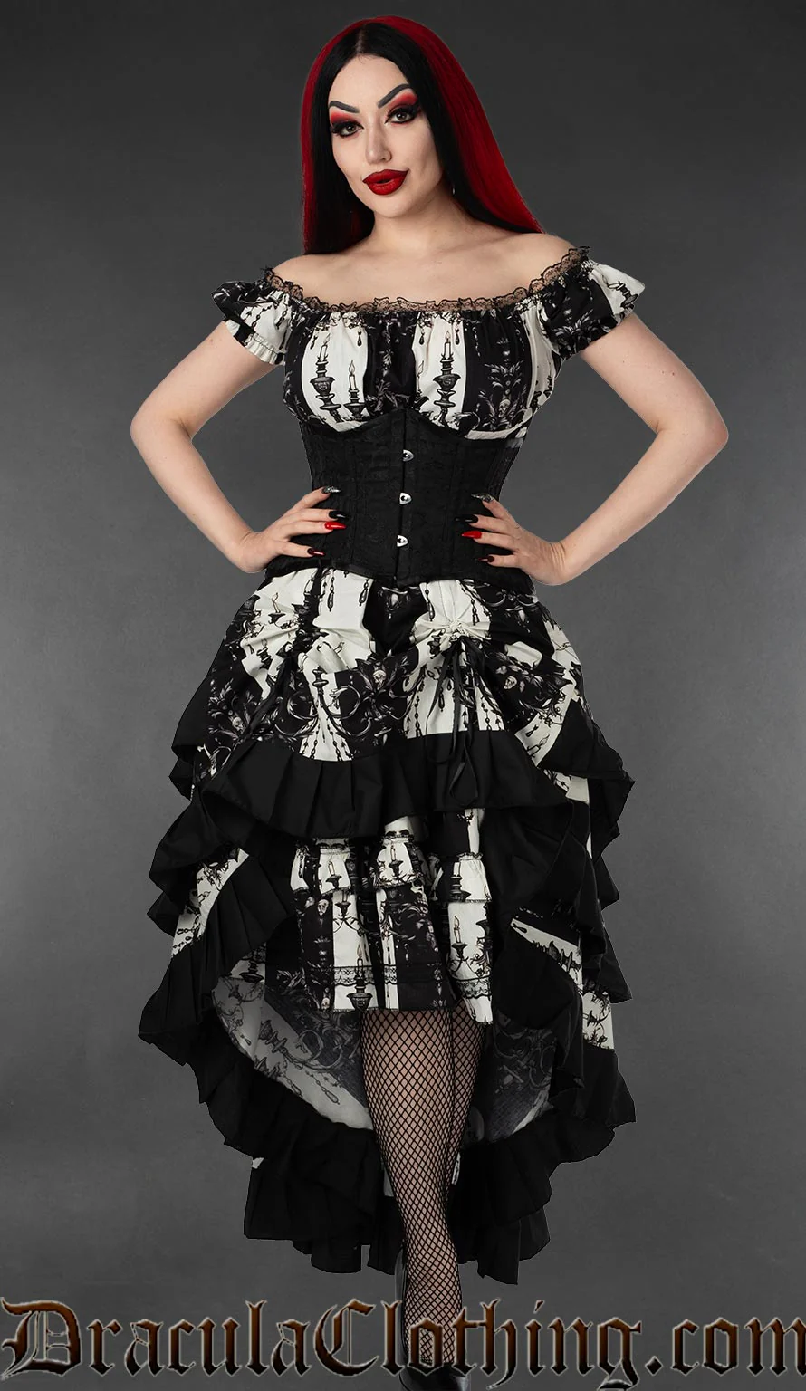 Skull Striped Layer Bustle Skirt