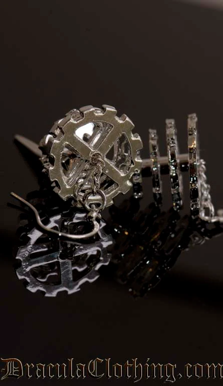 Steampunk Silver Cogwheel Earrings