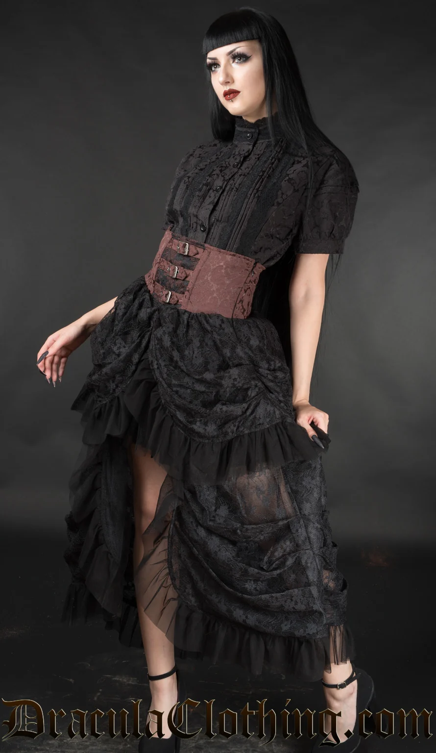 Steampunk High Waist Bustle Skirt - Image 4