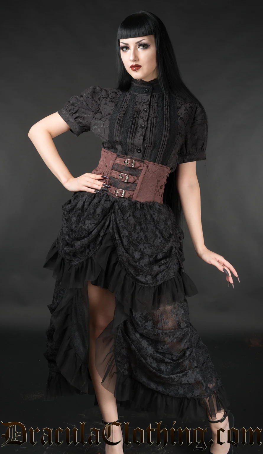 Steampunk High Waist Bustle Skirt - Image 5