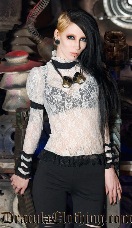 Black Steampunk Lace Top