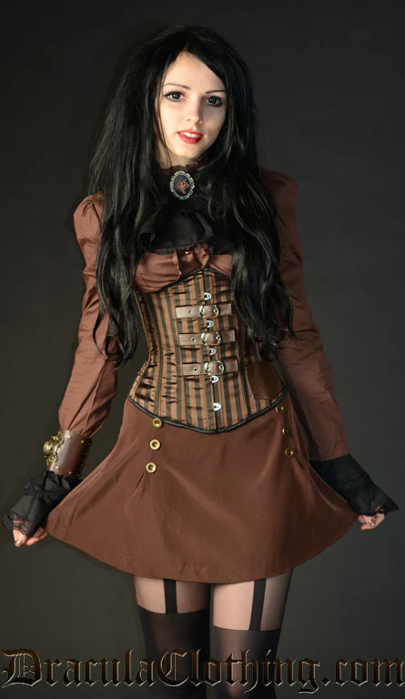 Steampunk Striped Buckle Corset