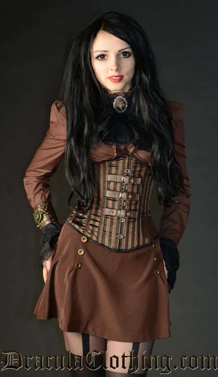 Steampunk Striped Buckle Corset - Image 2