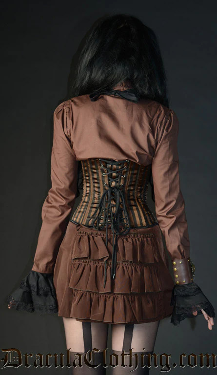 Steampunk Striped Buckle Corset - Image 3