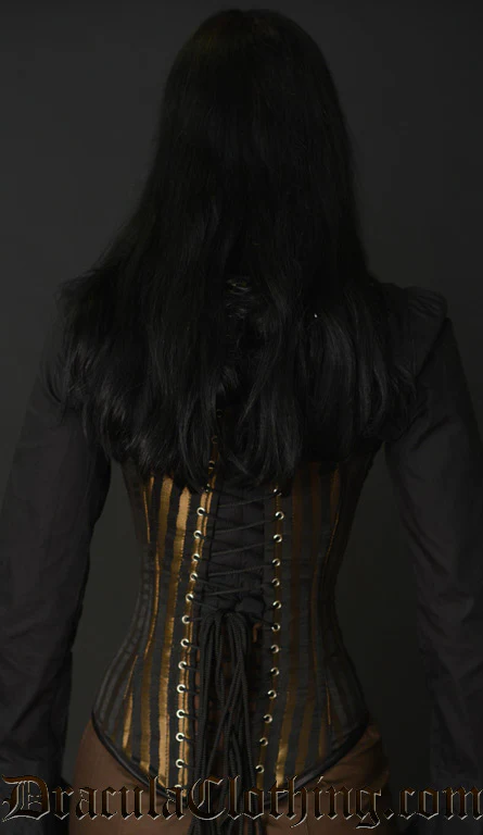Steampunk Striped Clasp Shoulder Corset - Image 4