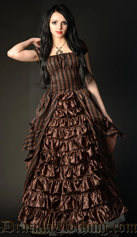 Steampunk Striped Victorian Dress - Image 3