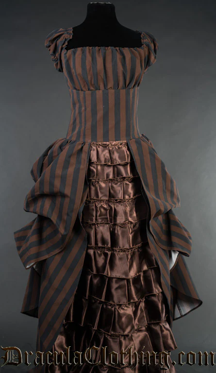 Steampunk Striped Victorian Dress - Image 4
