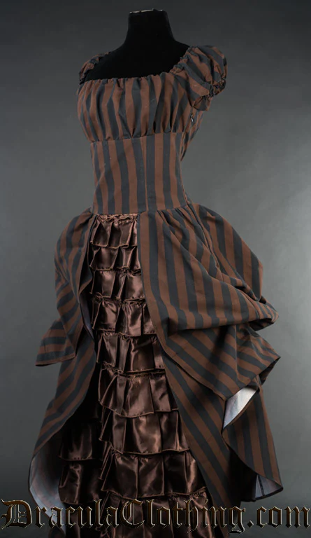Steampunk Striped Victorian Dress - Image 5