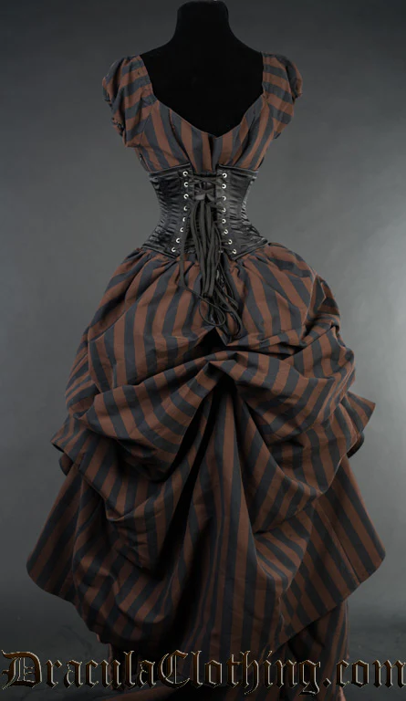 Steampunk Striped Victorian Dress - Image 6