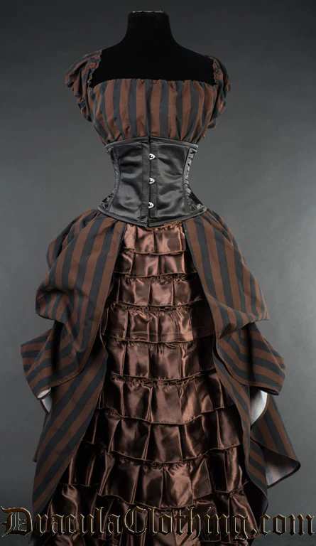 Steampunk Striped Victorian Dress - Image 7