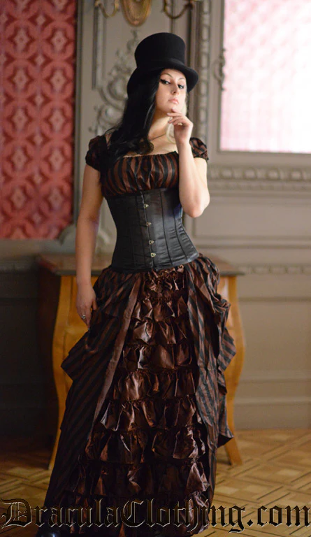 Steampunk Striped Victorian Dress - Image 9
