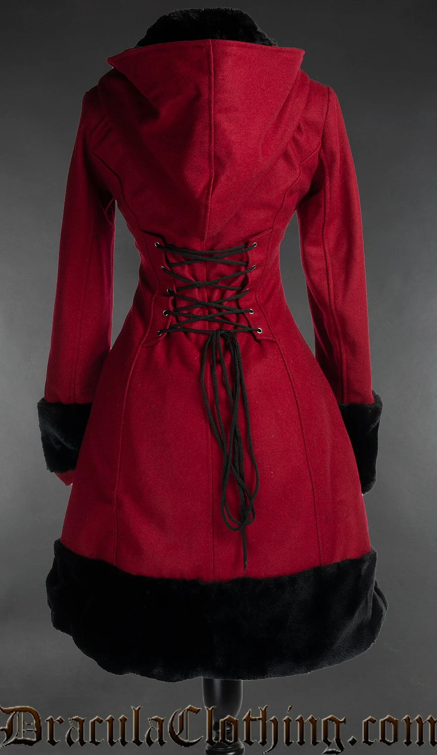 Thick Red Winter Wool Coat Old Sizes - Image 3