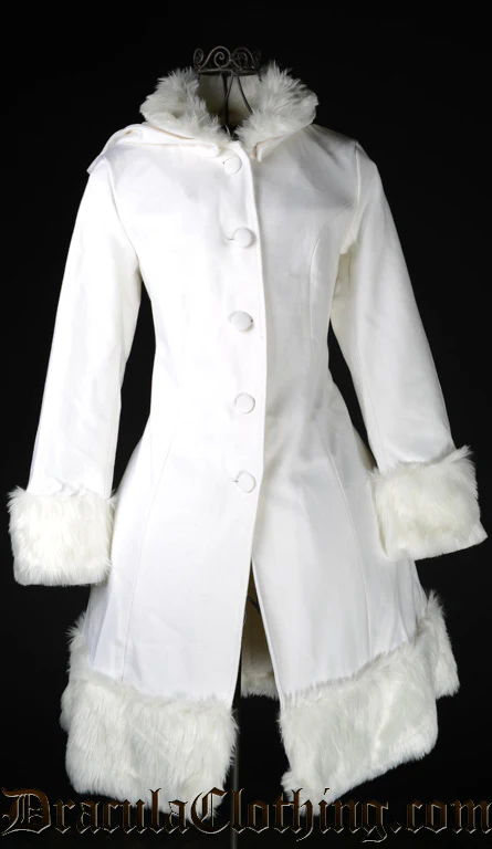 Thick White Winter Wool Coat - Image 2