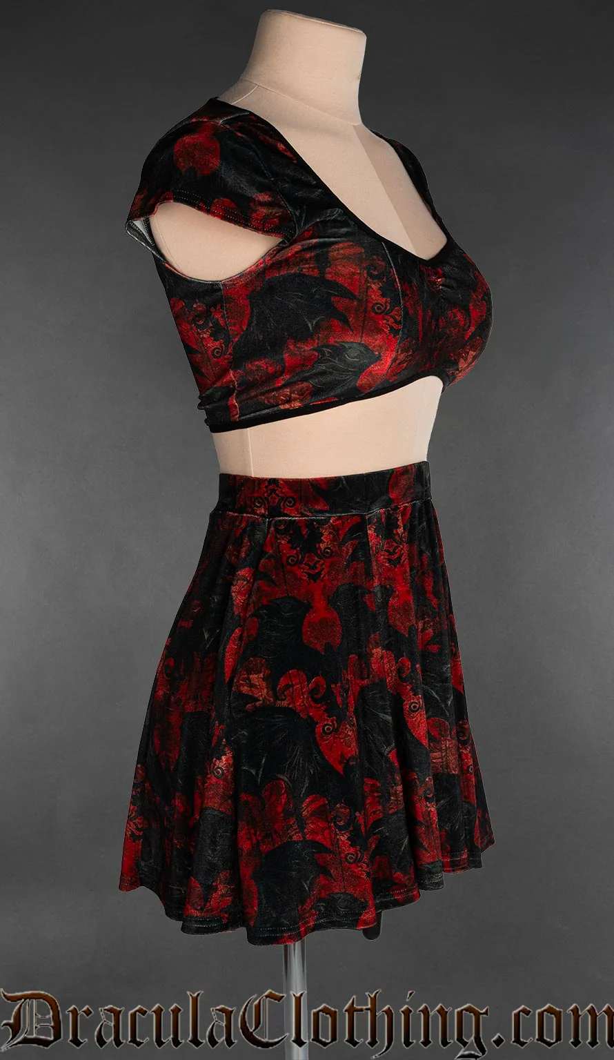 Vampire Bats Velvet Crop Top - Image 2