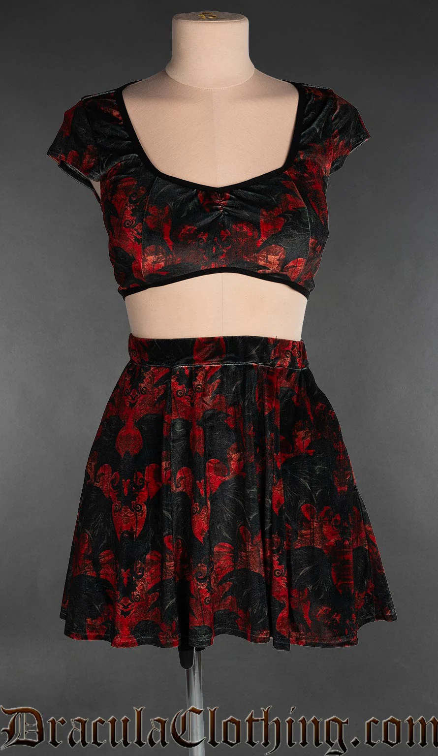 Vampire Bats Velvet Crop Top - Image 3