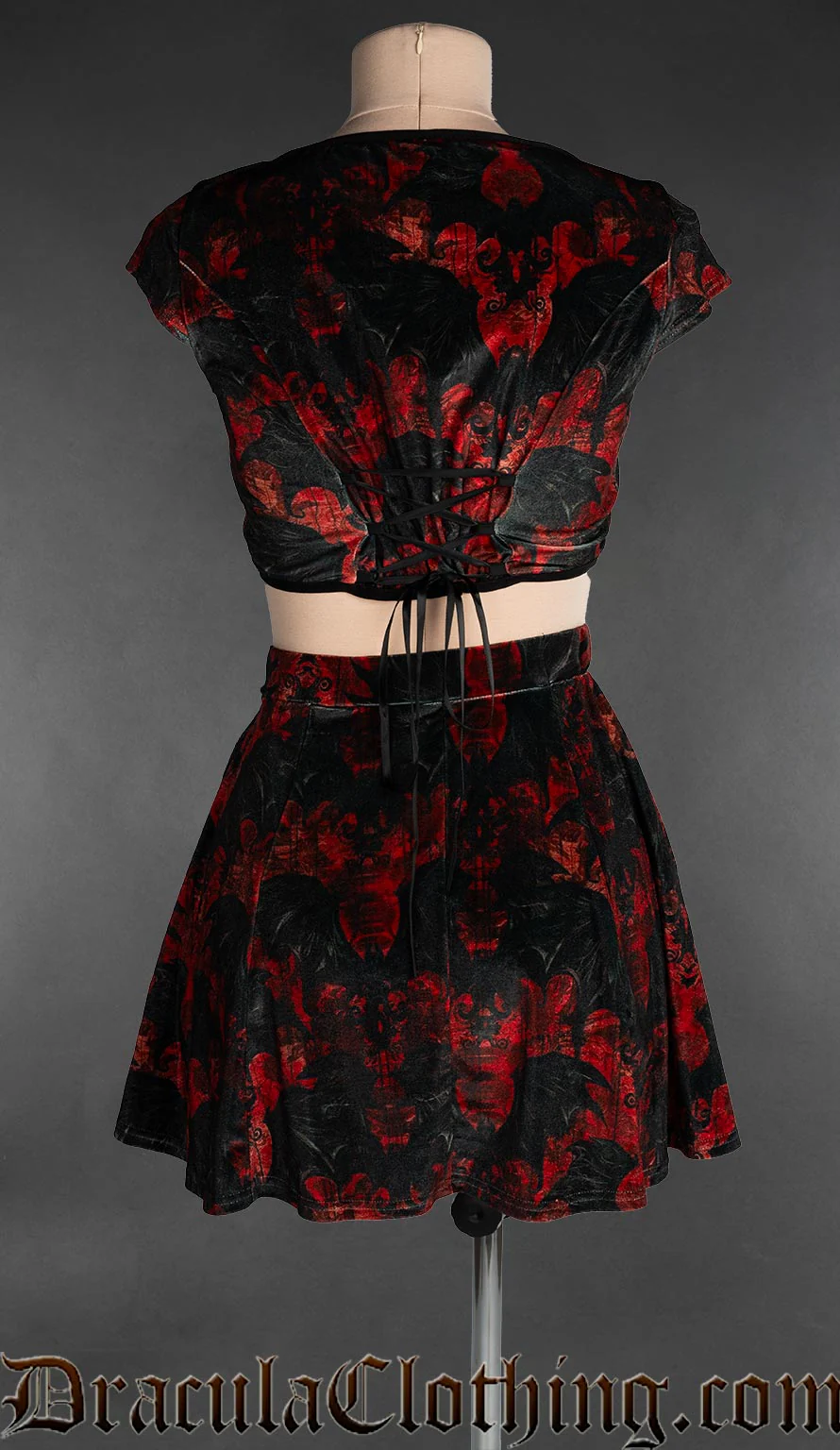 Vampire Bats Velvet Crop Top - Image 4