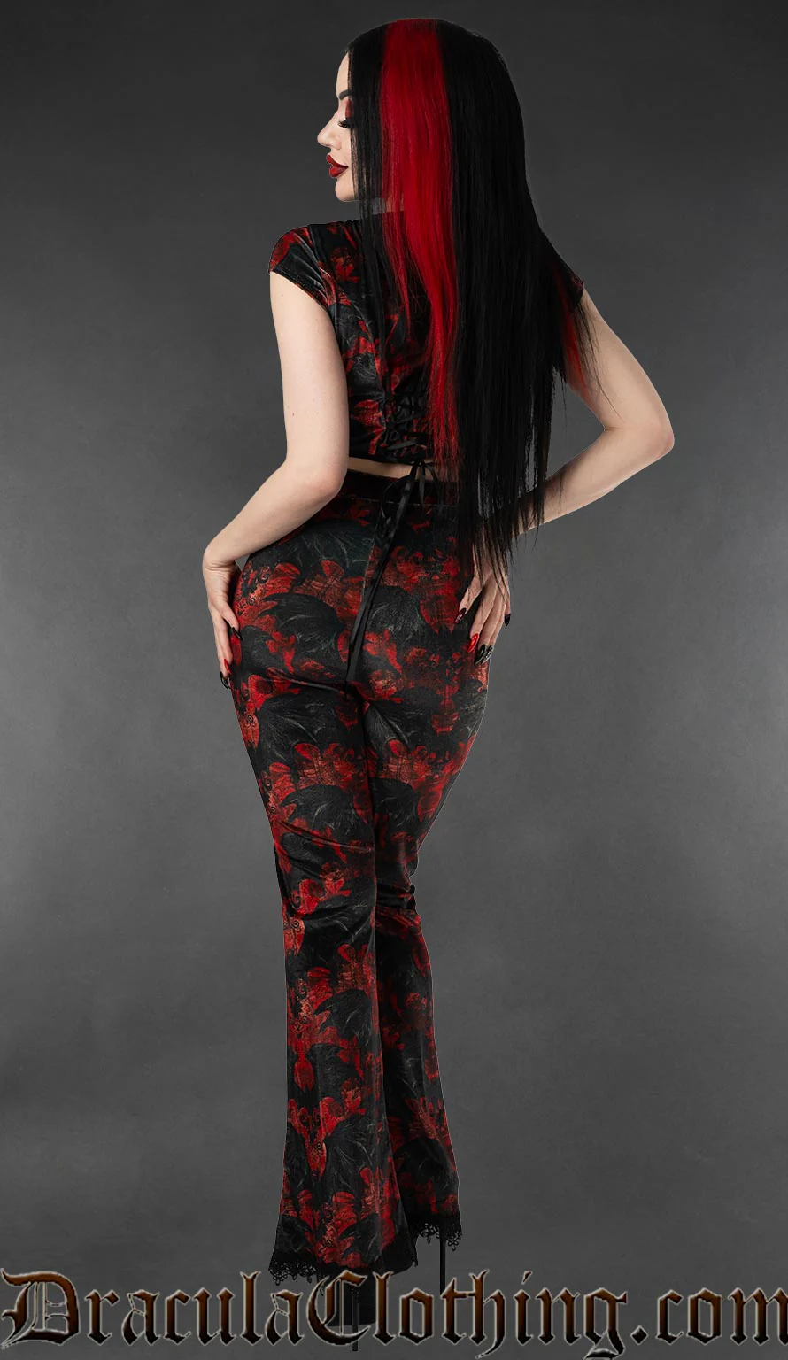 Vampire Bats Flare Velvet Pants - Image 2