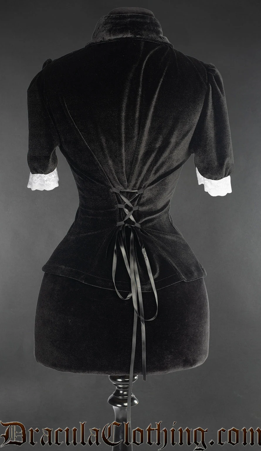 Velvet short Sleeved Bib Blouse - Image 2