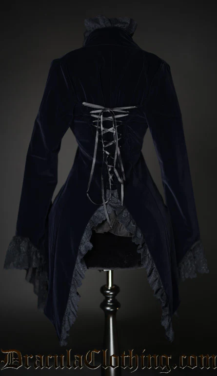 Midnight Blue Velvet Tailcoat - Image 3