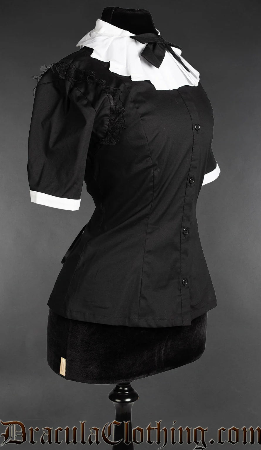 Victorian Ruffle Collar Short Sleeved Blouse - Image 5