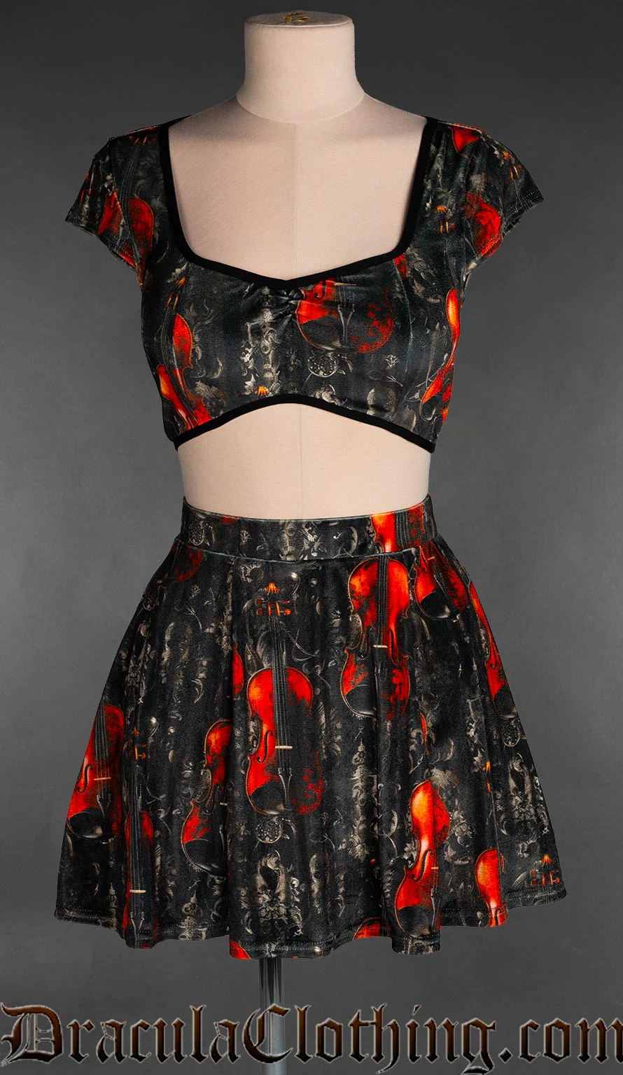Violins Velvet Crop Top - Image 2