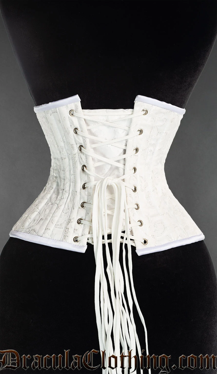 White Brocade Double Boned Waist Cincher - Image 2