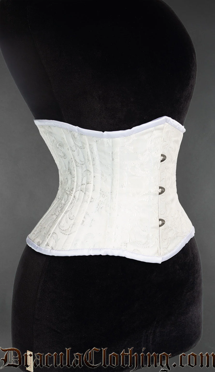 White Brocade Double Boned Waist Cincher - Image 3