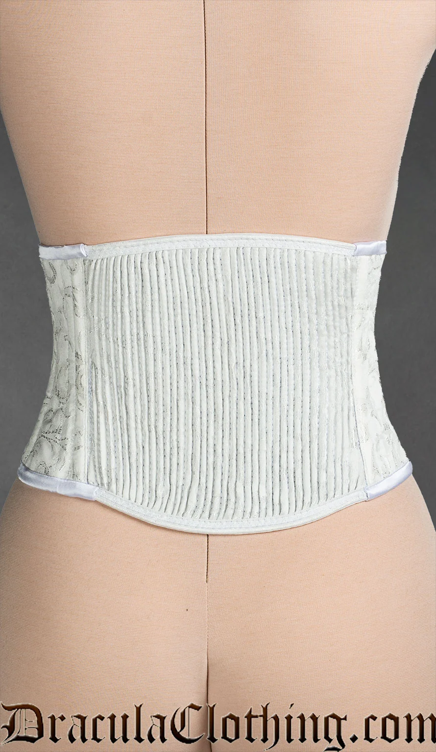 White Brocade Laceless Corset - Image 2