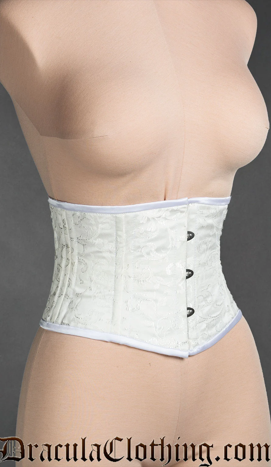 White Brocade Laceless Corset - Image 3