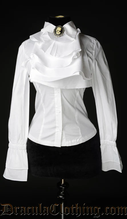 White Cotton Elegant Cravat Blouse