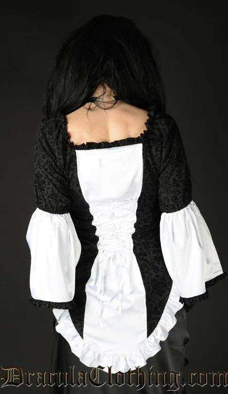 White Satin Brocade Blouse - Image 2