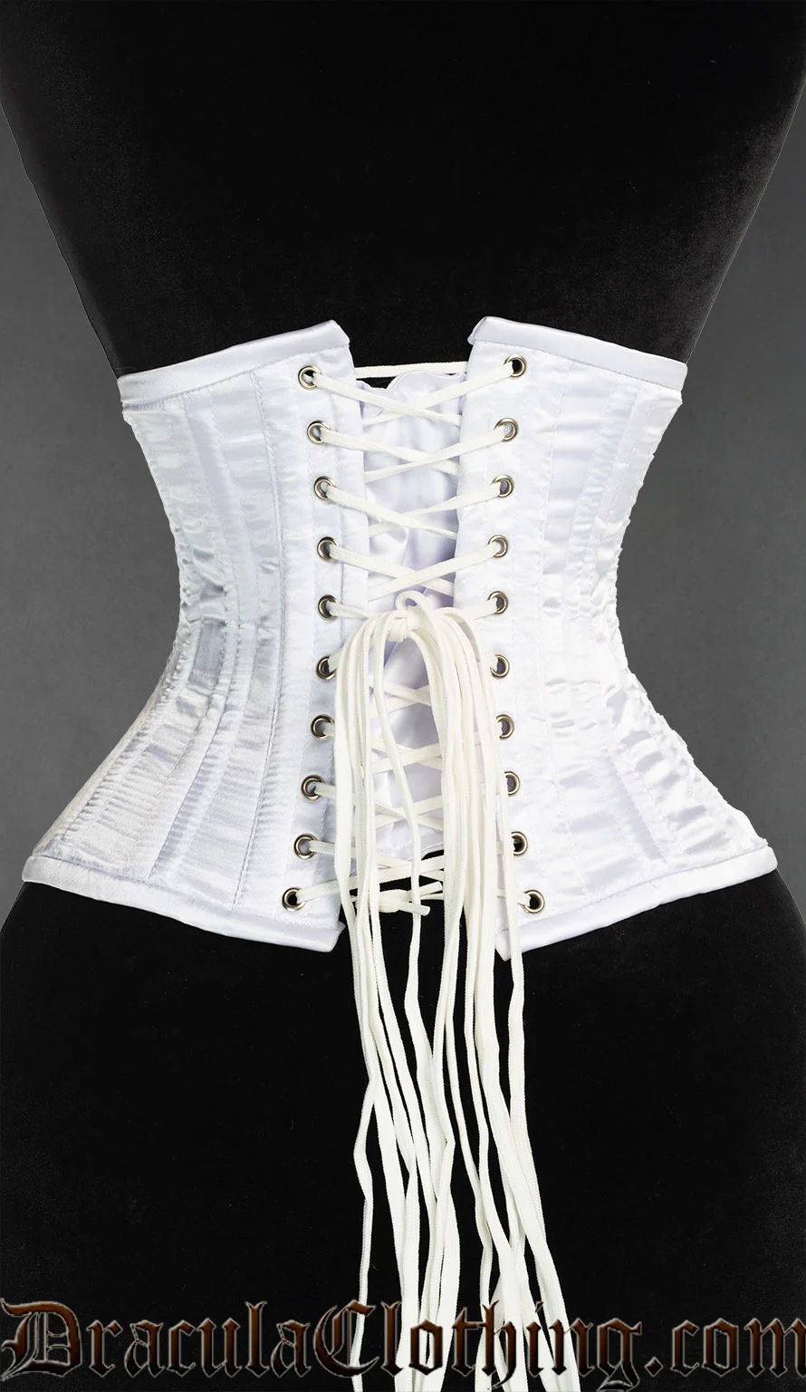 White Satin Double Boned Waist Cincher - Image 2