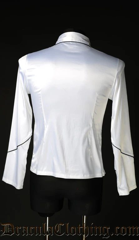 White Satin Military Shirt - Image 2