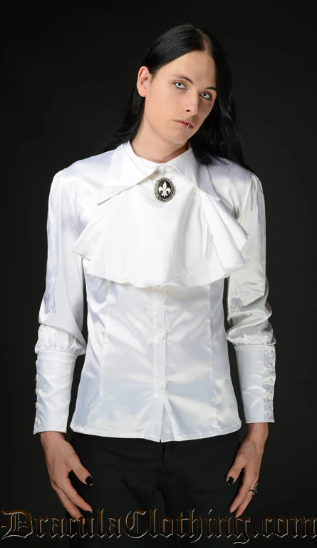 White Satin Cravat Shirt - Image 3