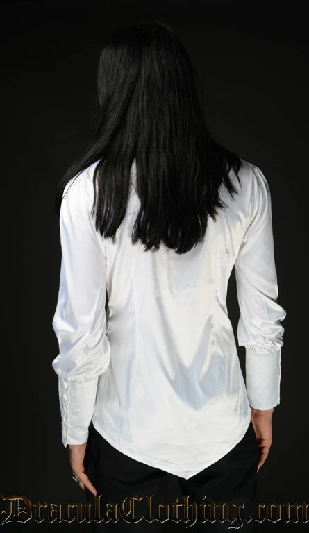White Satin Cravat Shirt - Image 4