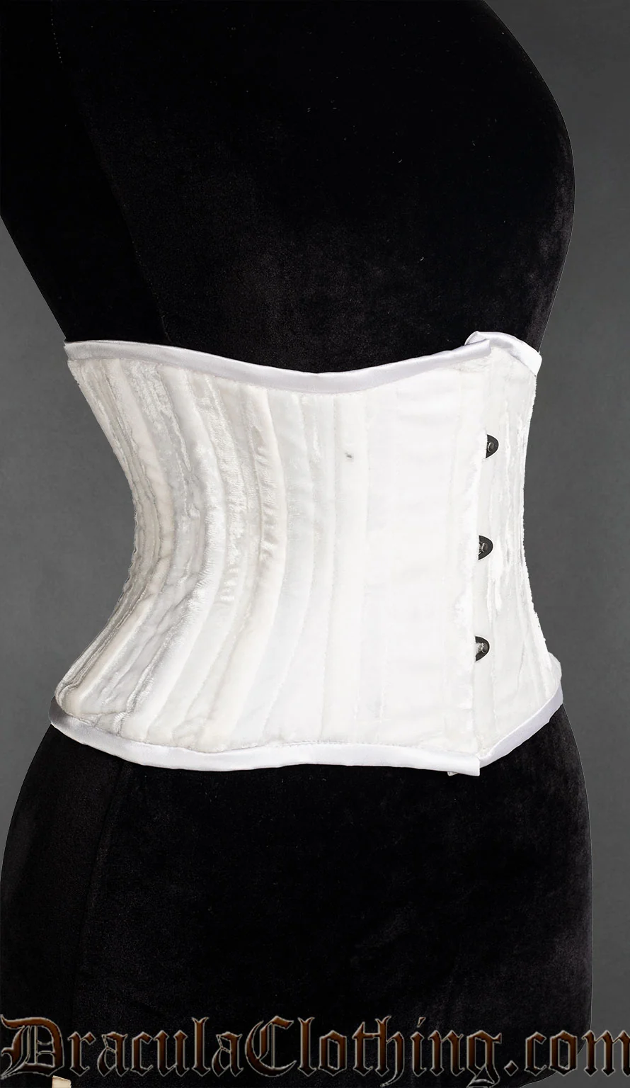 White Velvet Double Boned Waist Cincher - Image 2