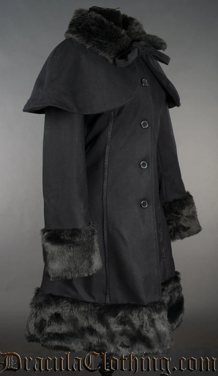 Thick Winter Wool Coat Black Satin Lining - Image 2